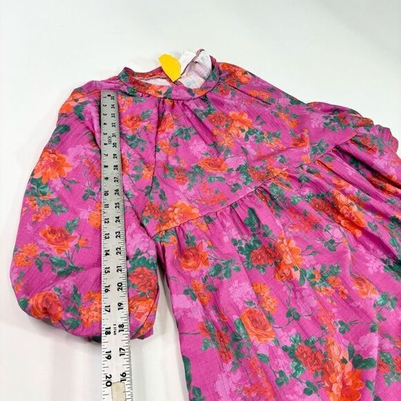 Fantastic Fawn Dress Womens Medium Pink Floral Puff Sleeve Mini NWT Cottagecore - Picture 8 of 12